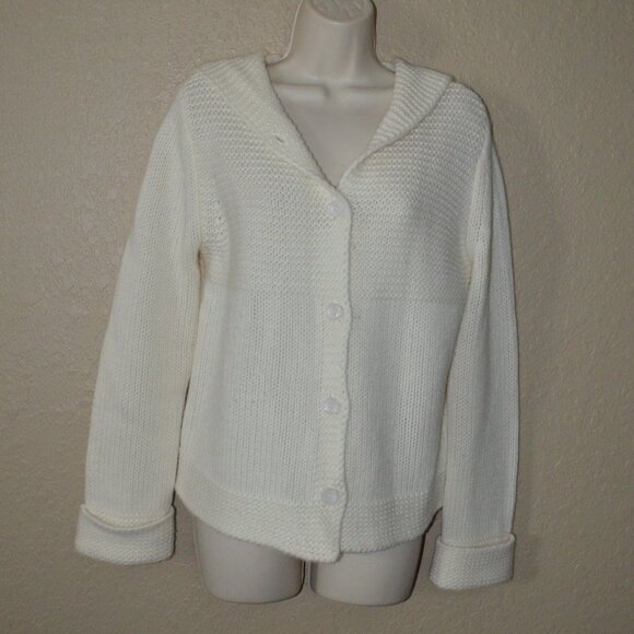 $990 Sz S Sablyn Ivory Cashmere Hooded Button Front Cardigan Sweater - Picture 1 of 6